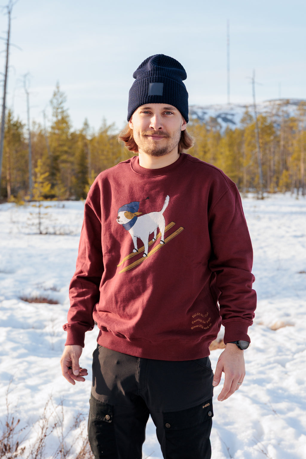 Ski Dog Sweater - Burgundy
