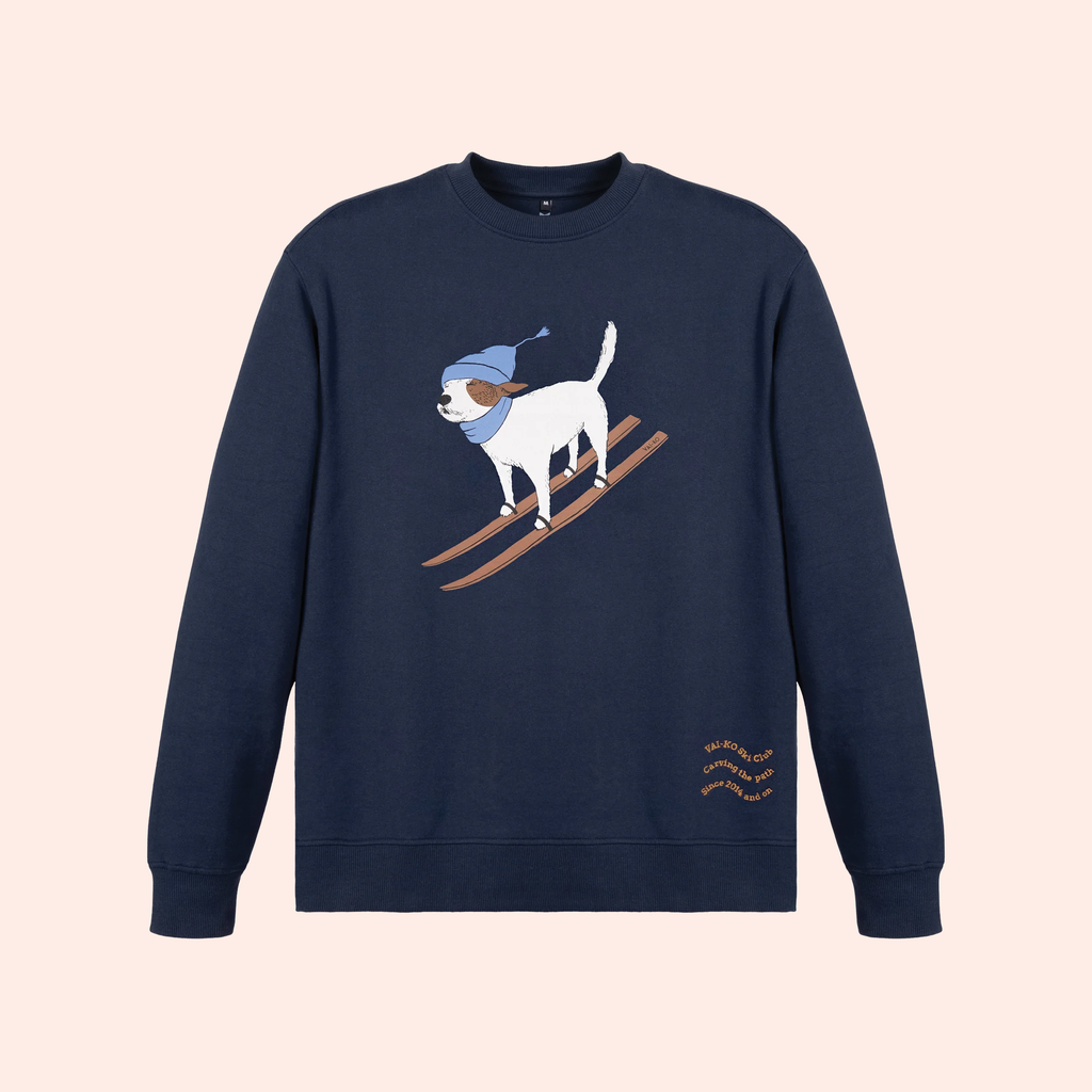 Ski Dog Sweater - Navy/Mocha